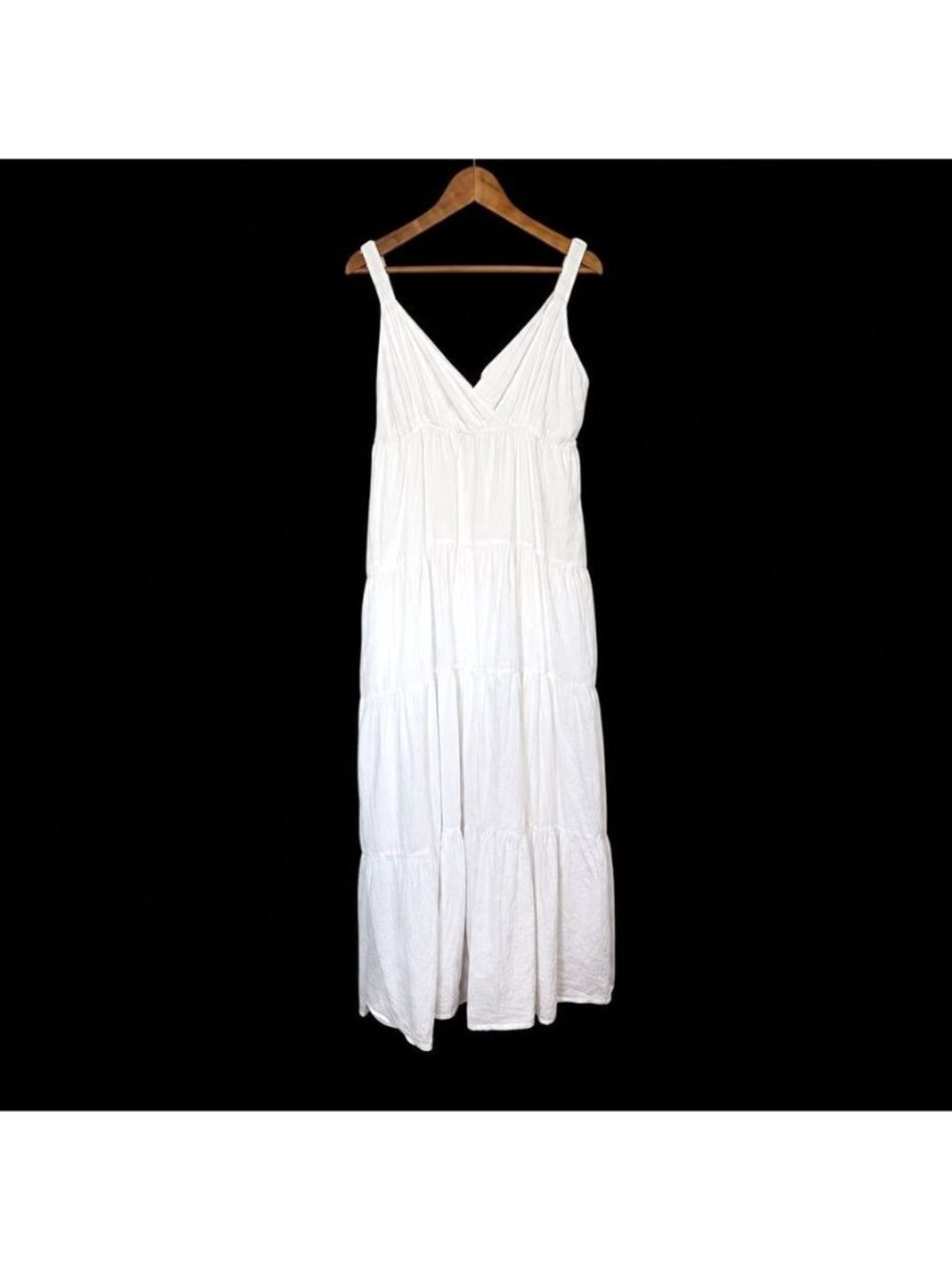 Hatch Katherine Maternity White Cotton Tiered Maxi Dress Sz 3/L Swiss Dot Boho - Picture 2 of 11